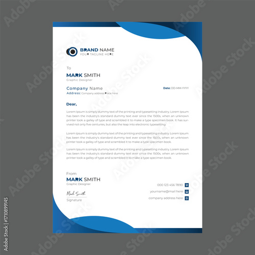Modern letterhead template for stationery design
