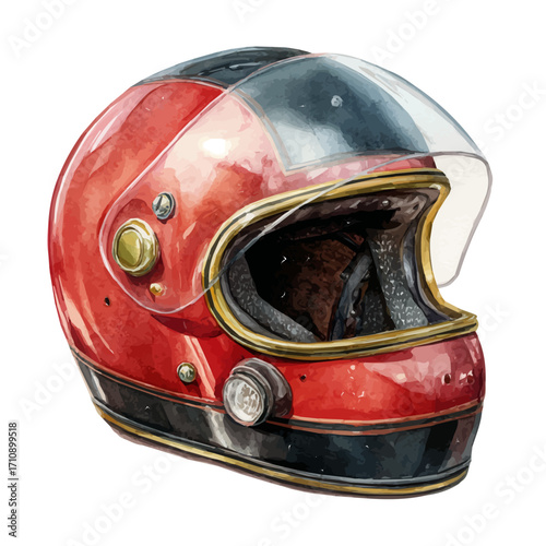 Helmet, watercolor painting, vector illustration, isolated on a white background.