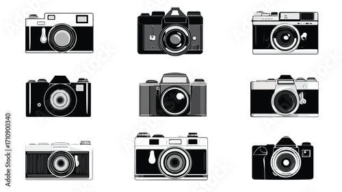 Professional Photo Camera Icons Set for Photo Studio Symbol