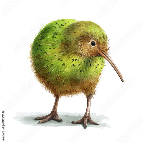 Kiwi in watercolor style, vector illustration, isolated on white background.