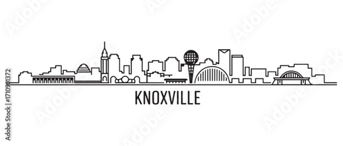 Knoxville Line Art skyline silhouette. Black Knoxville city design. with white background