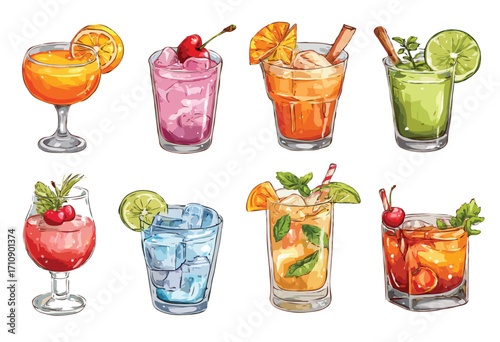 summer drinks vector art