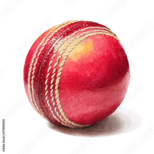 A watercolor painting of Cricket Ball, vector illustration on white background.
