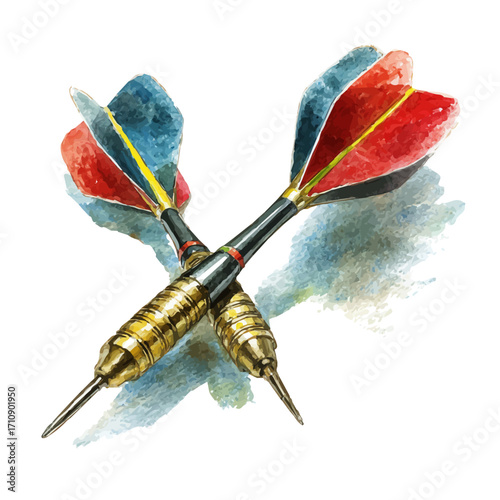 A watercolor painting of Darts, vector illustration on white background.