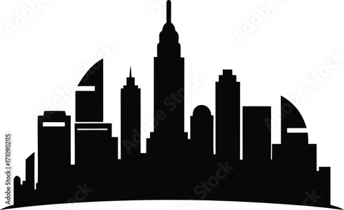 hong kong skyline silhouette vector illustration