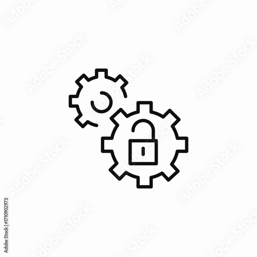 gears lock unlocked icon sign vector
