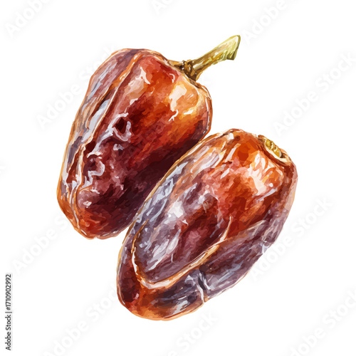 A watercolor painting of Date, vector illustration on white background.