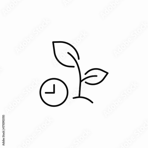 growing plant clock icon sign vector