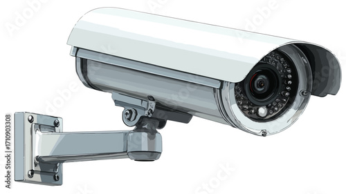 Professional Security Camera Isolated on White Background for Surveillance and Monitoring
