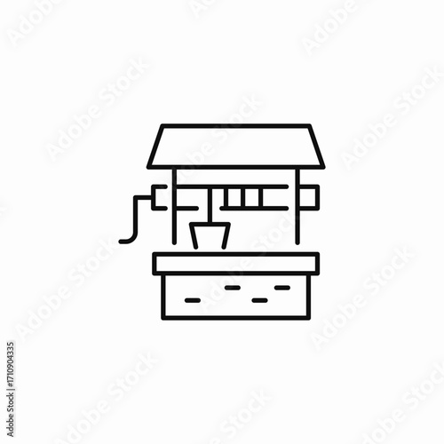 old stone well icon sign vector