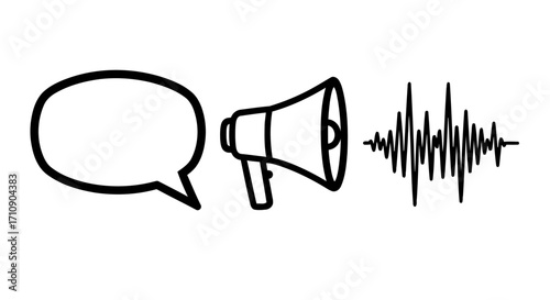 Communication and Sound Wave Elements Illustration