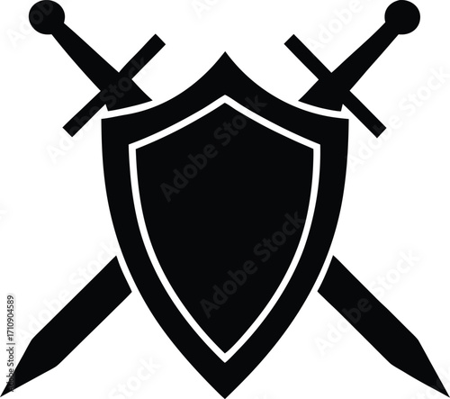 shield and swords silhouette vector icon,vector icon