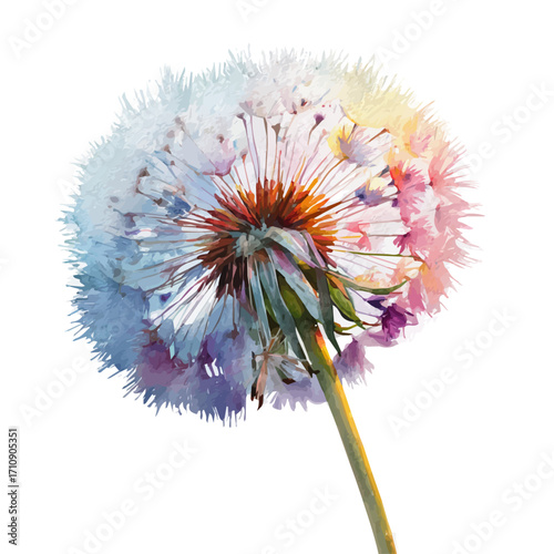 A watercolor painting of Dandelion, vector illustration on white background.