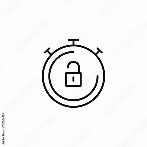 timer unlocked padlock icon sign vector