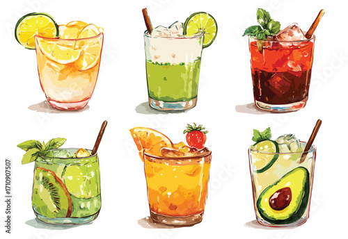 summer drinks vector art