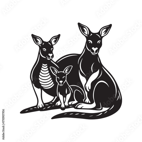 kangaroo vector silhouette sketch art logo idea collection