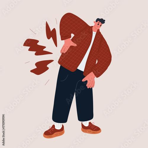 Cartoon vector illustration of a man experiencing back pain