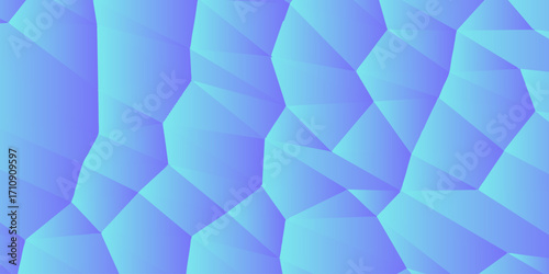 A colorful abstract geometric mosaic of blue and pink glass triangles