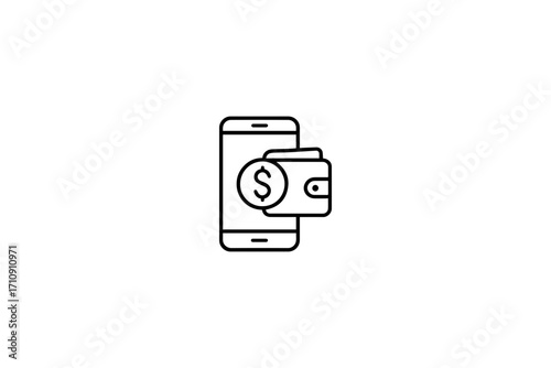 Digital Wallet Transfer Line Icon