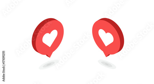 3d heart speech bubbles on white background: love and communication concept
