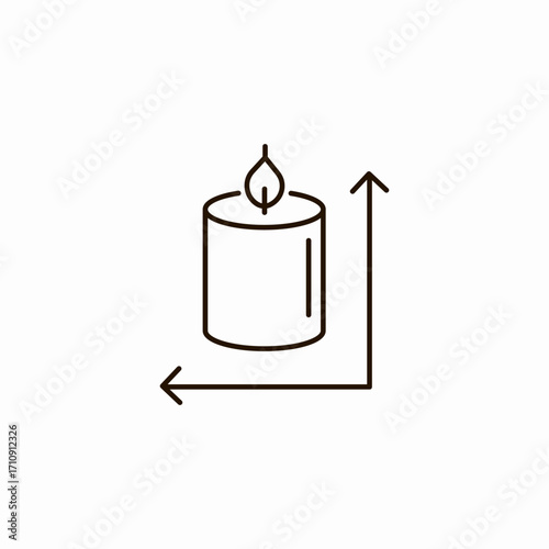 candle with size arrows icon sign vector