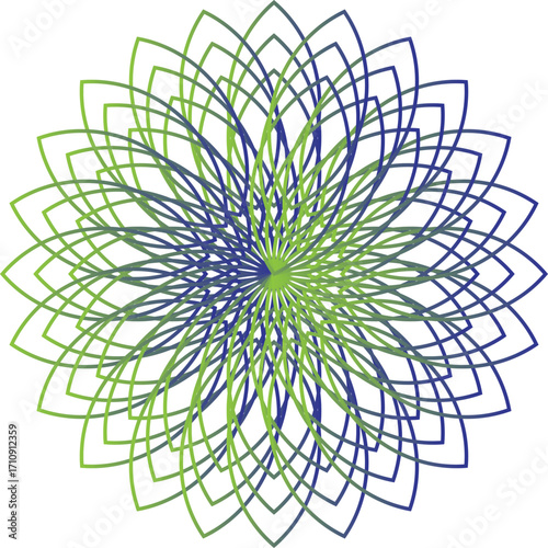 Geometric Flower Design: An exquisite geometric flower design blossoms, showcasing delicate petals arranged in perfect symmetry, radiating with captivating gradients of colors.