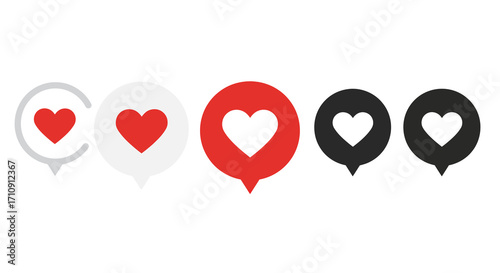 Heart inside circular speech bubbles in minimalistic style