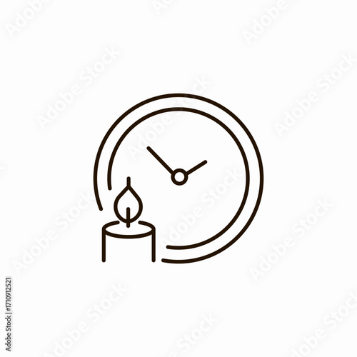 clock with a candle icon sign vector