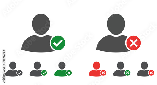 User approval and denial icons with checkmarks and crosses