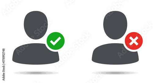 User profile checkmarks icon with approved and rejected status symbols