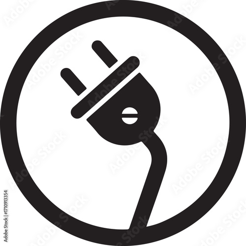 Black Electric Plug Icon Inside a Circle for Power and Energy Symbolism power plug