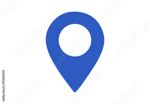 Blue location pin icon – simple GPS navigation marker for maps, address, and position symbol. Perfect geolocation icon for travel, app, and destination design
