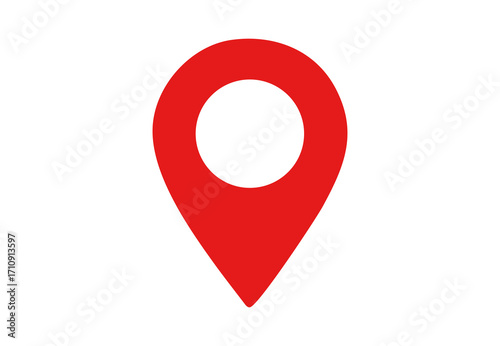 Photos Red location pin with shadow – unique GPS navigation map marker and address locator symbol
