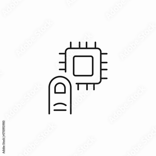 finger touching chip icon sign vector