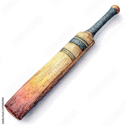 A watercolor painting of Cricket Bat, vector illustration on white background.
