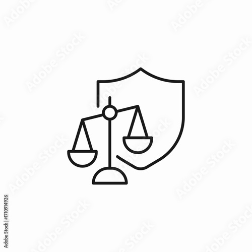 justice scales shield icon sign vector