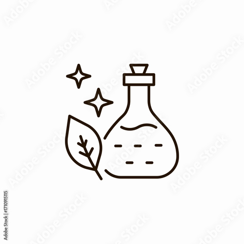 leaf and liquid flask icon sign vector