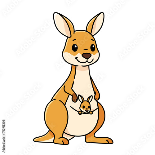 Cute Kangaroo with baby kangaroo