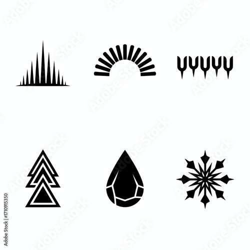 Vector art of geometric winter icons, perfect for seasonal designs and adding a touch of elegance to your creative projects