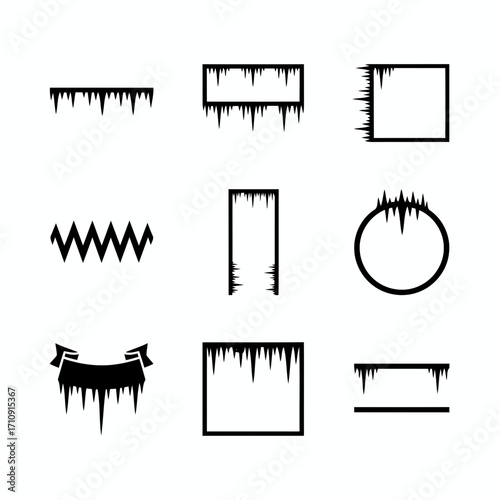 Vector art of collection of icicle vector shapes, perfect for winter designs and adding a frosty touch to your creative projects