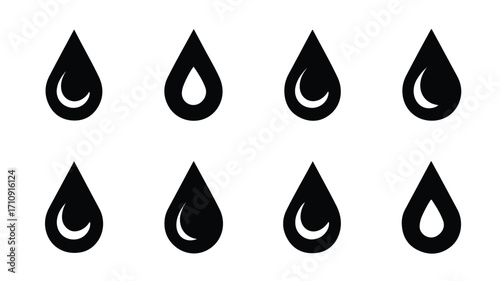 Professional Vector Black Drop Icon Set for Design Projects
