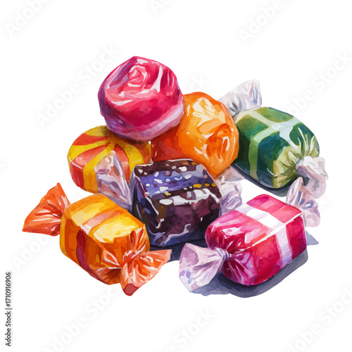 A watercolor painting of Halloween Candy, vector illustration on white background.