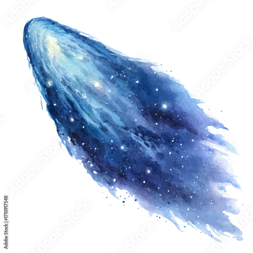 Comet, watercolor painting, vector illustration, isolated on a white background.