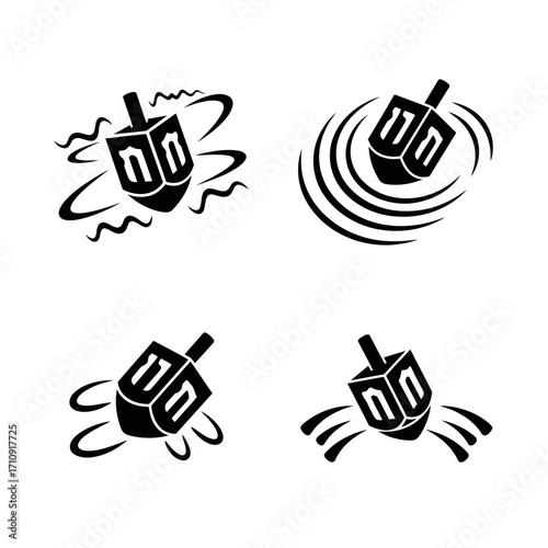 Vector art of hanukkah dreidel icon set collection of spinning top toy with hebrew letters for jewish holiday celebration