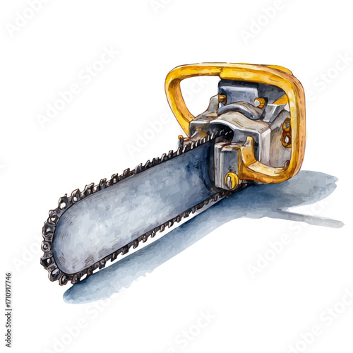 Watercolor vector illustration of Hacksaw, isolated on white background.