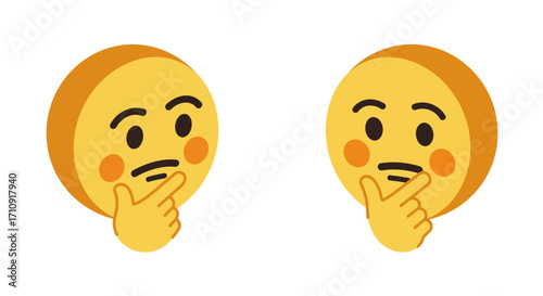 Thinking emoji duo contemplating ideas in modern digital art style