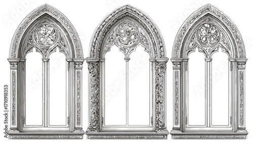 Elegant Victorian Window Vintage Vector Illustration
