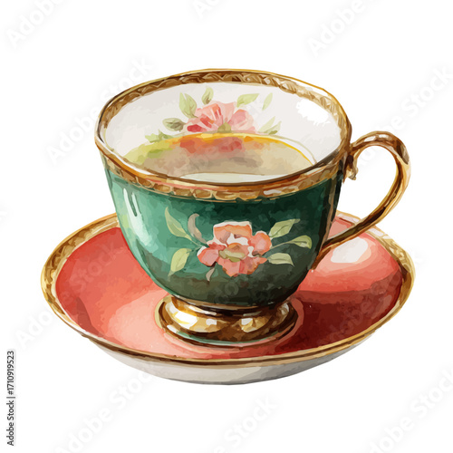 Cup in watercolor style, vector illustration, isolated on white background.