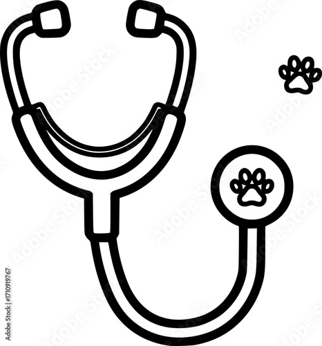 Veterinary stethoscope outline icon vector
