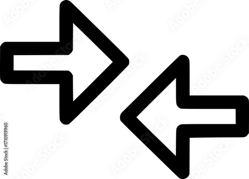 Contracting arrows outline icon vector
